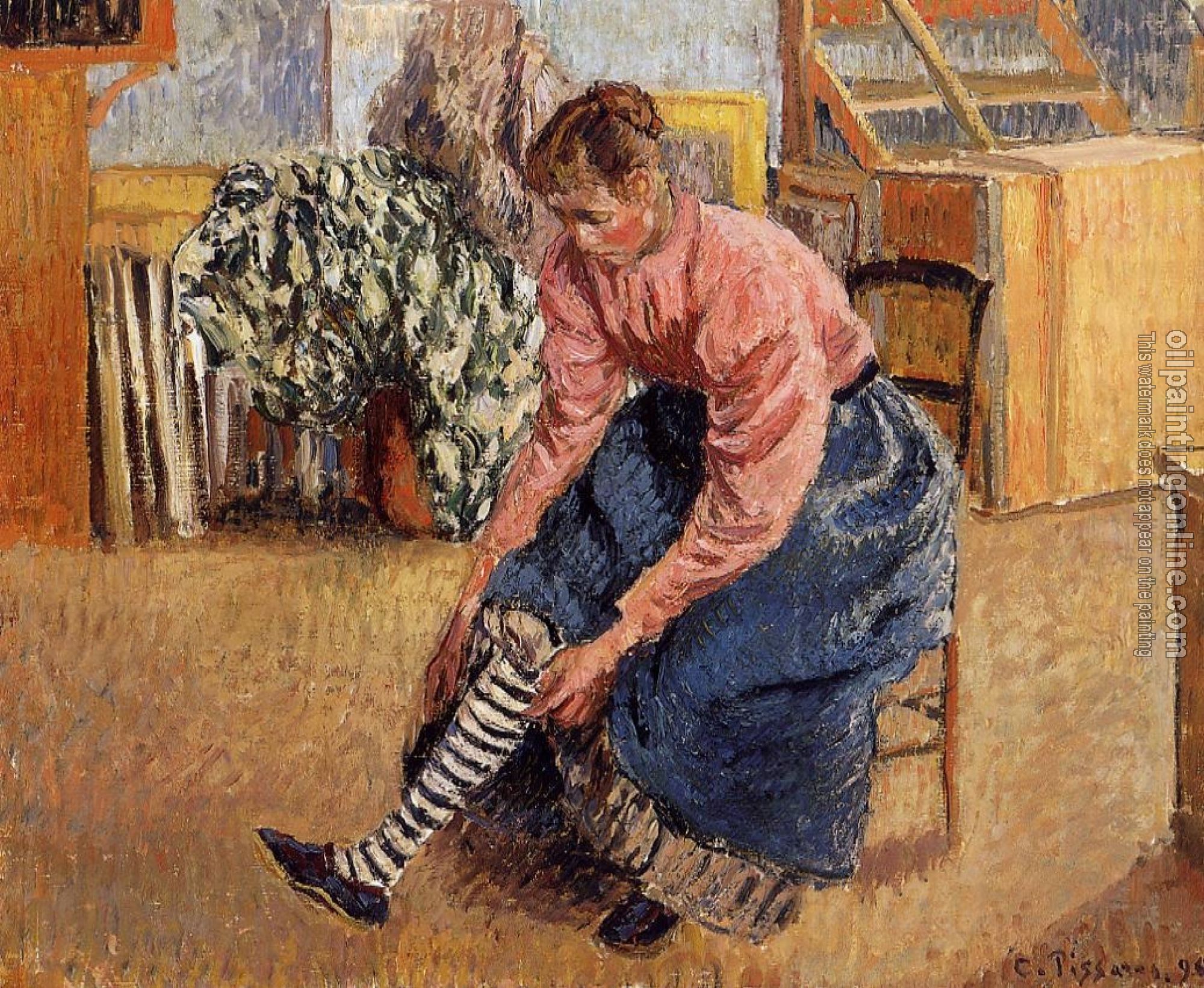 Pissarro, Camille - Woman Putting on Her Stockings